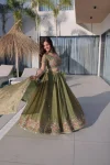 12DESIGNER FENDY SILK MULTI THREAD EMBROIDERY WORK LEHENGA CHOLI WITH DUPATTA WEDDING WEAR WHOLESALE PRICE ETHNIC GARMENT (5)