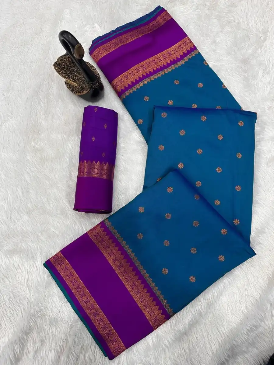 12NEW ARRIVAL TWO TONE SILK ZARI MOTIFS WITH WOVEN CONTRAST ZARI PALLU AND BORDER WORK SAREE WITH UNSTITCHED BLOUSE FESTIVE WEAR WHOLESALE PRICE ETHNIC GARMMENT (39)