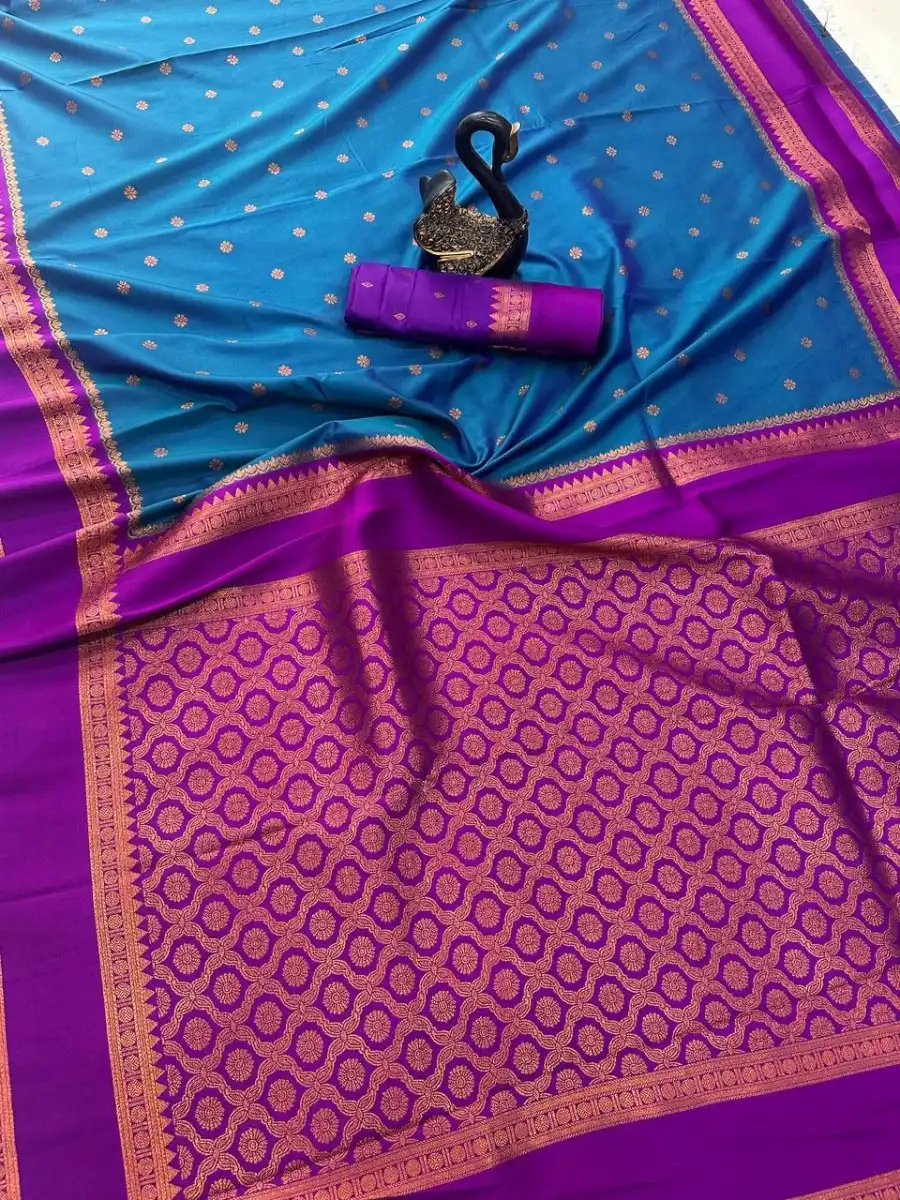 12NEW ARRIVAL TWO TONE SILK ZARI MOTIFS WITH WOVEN CONTRAST ZARI PALLU AND BORDER WORK SAREE WITH UNSTITCHED BLOUSE FESTIVE WEAR WHOLESALE PRICE ETHNIC GARMMENT (40)