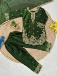 13DESIGNER GMY SILK EMBROIDERY SEQUENCE WORK KID’S TOP BOTTOM WITH DUPATTA FESTIVE WEAR WHOLESALE PRICE ETHNIC GARMENT (24)