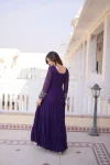 13MODERN GEORGETTE SEQUENCE & ZARI WITH PIPE EMBROIDERY WORK GOWN FESTIVE WEAR WHOLESALE PRICE ETHNIC GARMENT (6)