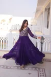 13MODERN GEORGETTE SEQUENCE & ZARI WITH PIPE EMBROIDERY WORK GOWN FESTIVE WEAR WHOLESALE PRICE ETHNIC GARMENT (6)