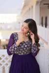 13MODERN GEORGETTE SEQUENCE & ZARI WITH PIPE EMBROIDERY WORK GOWN FESTIVE WEAR WHOLESALE PRICE ETHNIC GARMENT (6)