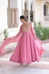 13MODERN GOLD CRUSH SEQUENCE & ZARI EMBROIDERY WORK GOWN WITH DUPATTA FESTIVE WEAR WHOLESALE PRICE ETHNIC GARMENT (3)
