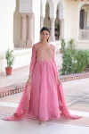 13MODERN GOLD CRUSH SEQUENCE & ZARI EMBROIDERY WORK GOWN WITH DUPATTA FESTIVE WEAR WHOLESALE PRICE ETHNIC GARMENT (3)