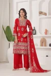 13NEW ARRIVAL GEORGETTE EMBROIDERY SEQUENCE WORK TOP PALAZZO WITH DUPATTA FESTIVE WEAR WHOLESALE PRICE ETHNIC GARMENT (21)