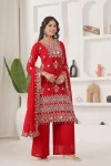 13NEW ARRIVAL GEORGETTE EMBROIDERY SEQUENCE WORK TOP PALAZZO WITH DUPATTA FESTIVE WEAR WHOLESALE PRICE ETHNIC GARMENT (21)