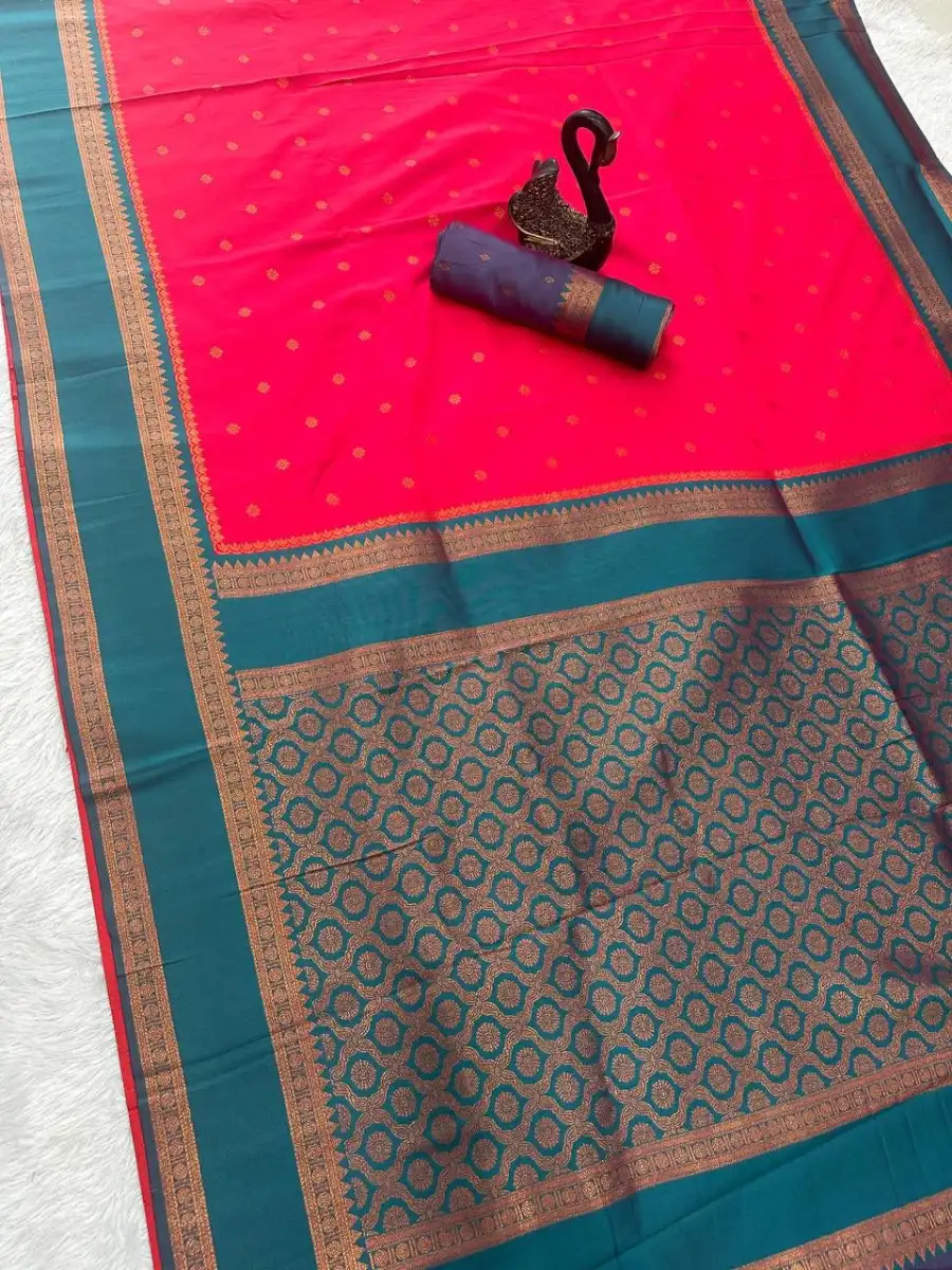 13NEW ARRIVAL TWO TONE SILK ZARI MOTIFS WITH WOVEN CONTRAST ZARI PALLU AND BORDER WORK SAREE WITH UNSTITCHED BLOUSE FESTIVE WEAR WHOLESALE PRICE ETHNIC GARMMENT (16)