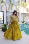 14DESIGNER HO FABRIC SEQUENCE & ZARI WITH PIPE BEADS EMBROIDERY WORK GOWN FESTIVE WEAR WHOLESALE PRICE ETHNIC GARMENT (5)