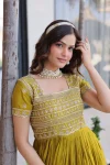 14DESIGNER HO FABRIC SEQUENCE & ZARI WITH PIPE BEADS EMBROIDERY WORK GOWN FESTIVE WEAR WHOLESALE PRICE ETHNIC GARMENT (5)