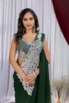 15DESIGNER GEORGETTE EMBROIDERY THREAD & SEQUENCE WORK READY TO WEAR SAREE WITH STITCHED BLOUSE PARTY WEAR WHOLESALE PRICE ETHNIC GARMENT (13)