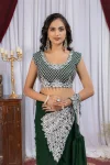 15DESIGNER GEORGETTE EMBROIDERY THREAD & SEQUENCE WORK READY TO WEAR SAREE WITH STITCHED BLOUSE PARTY WEAR WHOLESALE PRICE ETHNIC GARMENT (13)