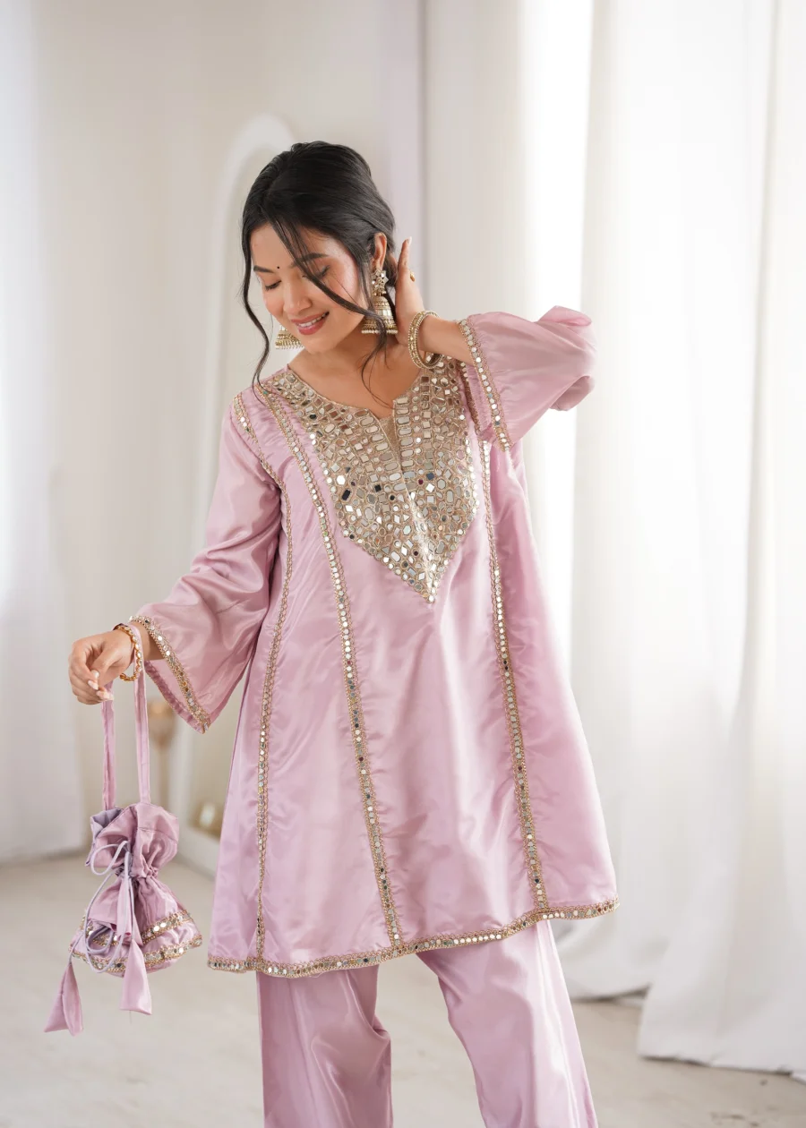 15MODERN HO REAL MIRROR EMBROIDERY WORK TOP PENT SET FESTIVE WEAR WHOLESALE PRICE ETHNIC GARMENT (10)
