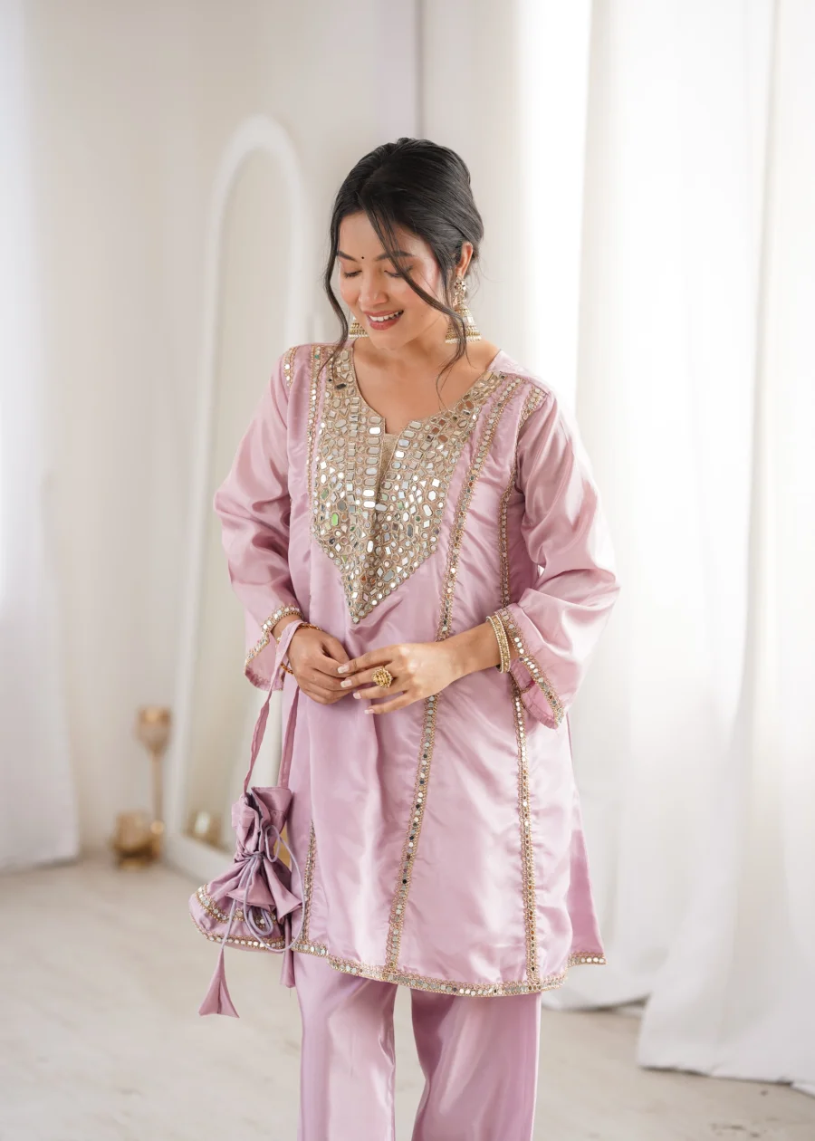 15MODERN HO REAL MIRROR EMBROIDERY WORK TOP PENT SET FESTIVE WEAR WHOLESALE PRICE ETHNIC GARMENT (14)