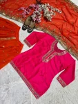 16FANCY MALAI SILK EMBROIDERY 5 MM SEQUENCE WORK PAPER HAND WORK MIRROR TOP DHOTI SKIRT WITH DUPATTA FESTIVE WEAR WHOLESALE PRICE ETHNIC GARMENT (4)