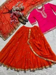 16FANCY MALAI SILK EMBROIDERY 5 MM SEQUENCE WORK PAPER HAND WORK MIRROR TOP DHOTI SKIRT WITH DUPATTA FESTIVE WEAR WHOLESALE PRICE ETHNIC GARMENT (4)