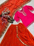 16FANCY MALAI SILK EMBROIDERY 5 MM SEQUENCE WORK PAPER HAND WORK MIRROR TOP DHOTI SKIRT WITH DUPATTA FESTIVE WEAR WHOLESALE PRICE ETHNIC GARMENT (4)