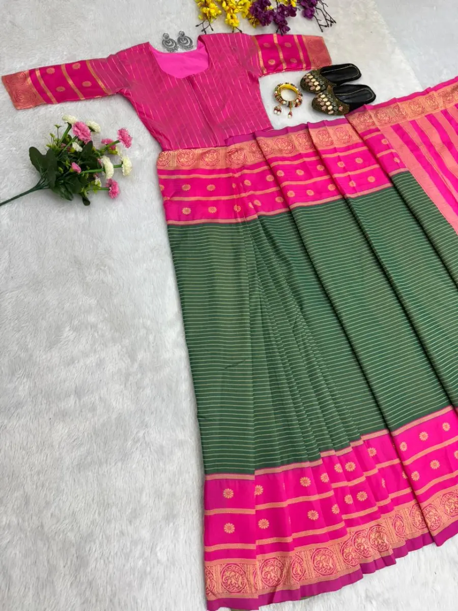 16FANCY MYSORE SILK JACQUARD WORK GOWN SAREE FESTIVE WEAR WHOLESALE PRICE ETHNIC GARMENT (10)