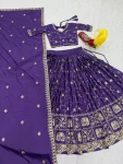 16MODERN CREPE SILK EMBROIDERY THREAD & SEQUENCE WORK LEHENGA CHOLI WITH DUPATTA WEDDING WEAR WHOLESALE PRICE ETHNIC GARMENT (23)