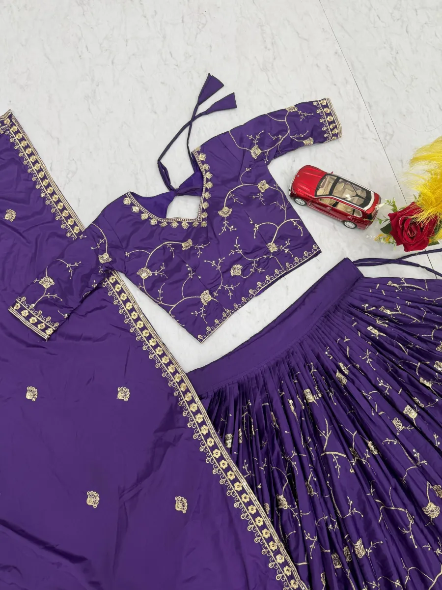 16MODERN CREPE SILK EMBROIDERY THREAD & SEQUENCE WORK LEHENGA CHOLI WITH DUPATTA WEDDING WEAR WHOLESALE PRICE ETHNIC GARMENT (19)