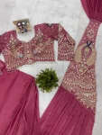 17DESIGNER RANGOLI SILK EMBROIDERY THREAD & DUAL SEQUENCE WORK READY TOP WEAR SAREE WITH STITCHED BLOUSE PARTY WEAR WHOLESALE PRICE ETHNIC GARMENT (13)