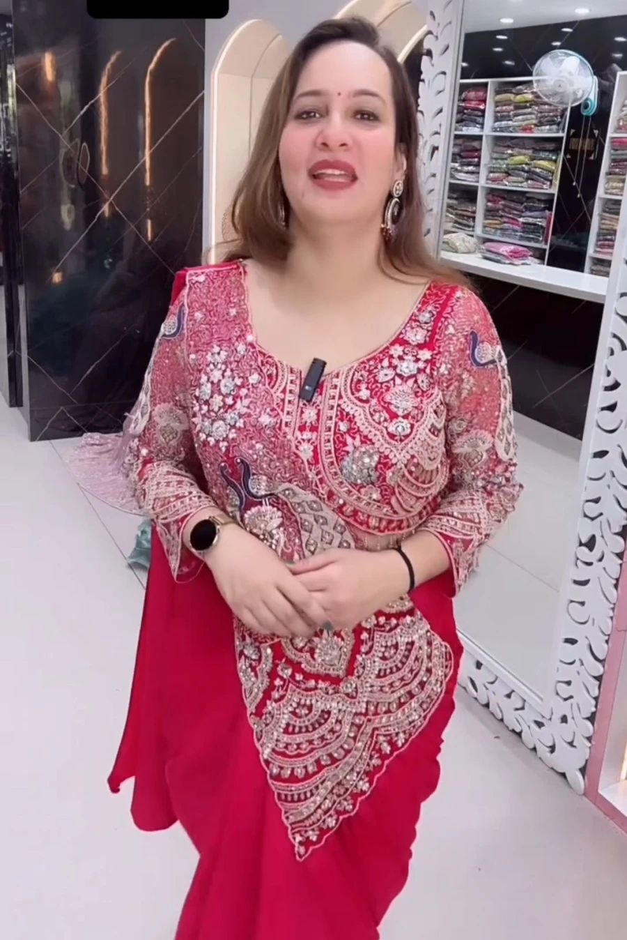 18MODERN CREPE EMBROIDERY SEQUENCE WORK READY TO WEAR SAREE WITH STITCHED BLOUSE PARTY WEAR WHOLESALE PRICE ETHNIC GARMENT (3)