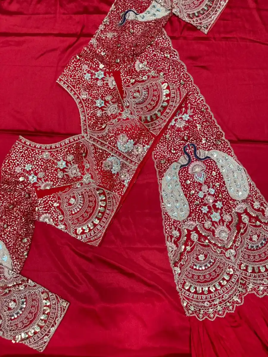 18MODERN CREPE EMBROIDERY SEQUENCE WORK READY TO WEAR SAREE WITH STITCHED BLOUSE PARTY WEAR WHOLESALE PRICE ETHNIC GARMENT (8)