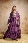 18MODERN RANGOLI CRUSH EMBROIDERY AND SEQUENCE WORK GOWN WITH DUPATTA WEDDING WEAR WHOLESLE PRICE ETHNIC GARMENT (25)
