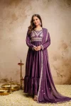 18MODERN RANGOLI CRUSH EMBROIDERY AND SEQUENCE WORK GOWN WITH DUPATTA WEDDING WEAR WHOLESLE PRICE ETHNIC GARMENT (25)