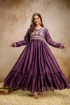 18MODERN RANGOLI CRUSH EMBROIDERY AND SEQUENCE WORK GOWN WITH DUPATTA WEDDING WEAR WHOLESLE PRICE ETHNIC GARMENT (25)