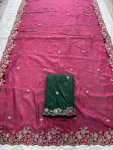 18MODERN RANGOLI SILK EMBROIDERY WORK LACE BORDER SAREE WITH UNSTITCHED BLOUSE WEDDING WEAR WHOLESALE PRICE ETHNIC GARMENT (7)