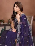 19DESIGNER CHIFFON SILK EMBROIDERY CUTWORK WORK WITH SWAROVSKI WORK SAREE WITH UNSTITCHED BLOUSE WEDDING WEAR WHOLESALE PRICE ETHNIC GARMENT (14)