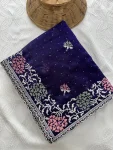 19DESIGNER CHIFFON SILK EMBROIDERY CUTWORK WORK WITH SWAROVSKI WORK SAREE WITH UNSTITCHED BLOUSE WEDDING WEAR WHOLESALE PRICE ETHNIC GARMENT (14)