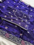 19DESIGNER CHIFFON SILK EMBROIDERY CUTWORK WORK WITH SWAROVSKI WORK SAREE WITH UNSTITCHED BLOUSE WEDDING WEAR WHOLESALE PRICE ETHNIC GARMENT (14)