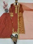 19DESIGNER ROMAN SILK EMBROIDERY CHAIN SEQUENCE WITH LACE BORDER WORK TOP PALAZZO WITH DUPATTA FESTIVE WEAR WHOLESALE PRICE ETHNIC GARMENT (5)