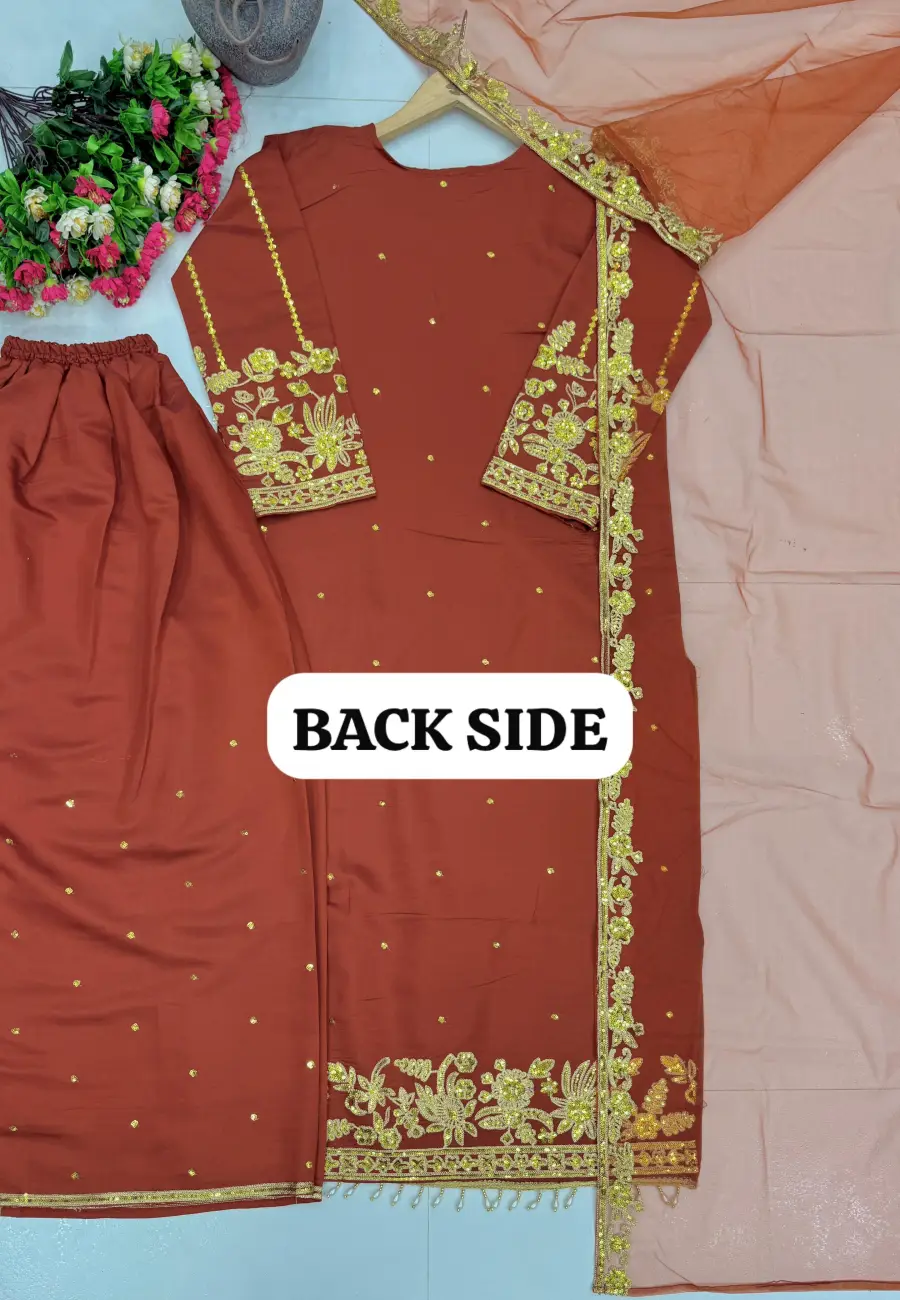 19DESIGNER ROMAN SILK EMBROIDERY CHAIN SEQUENCE WITH LACE BORDER WORK TOP PALAZZO WITH DUPATTA FESTIVE WEAR WHOLESALE PRICE ETHNIC GARMENT (9)