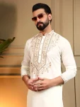 1DESIGNER ARMANI LACHKO EMBROIDERY SEQUENCE WORK MEN’S KURTA PAYJAMA FESTIVE WEAR WHOLESALE PRICE ETHNIC GARMENT (12)