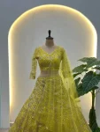 1DESIGNER BUTTERFLY NET SEQUENCE AND CODING EMBROIDERY WORK LEHENGA CHOLI WITH DUPATTA RECEPTION WEAR WHOLESALE PRICE ETHNIC GARMENT (4)