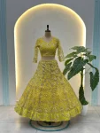 1DESIGNER BUTTERFLY NET SEQUENCE AND CODING EMBROIDERY WORK LEHENGA CHOLI WITH DUPATTA RECEPTION WEAR WHOLESALE PRICE ETHNIC GARMENT (4)