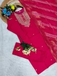 1DESIGNER CHANDERI COTTONEMBROIDERY WORK TOP BOTTOM WITH DUPATTA FESTIVE WEAR WHOLESALE PRICE ETHNIC GARMENT (15)