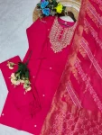 1DESIGNER CHANDERI COTTONEMBROIDERY WORK TOP BOTTOM WITH DUPATTA FESTIVE WEAR WHOLESALE PRICE ETHNIC GARMENT (15)