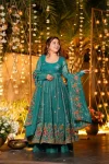 DESIGNER CRUNCHY SILK MULTI EMBROIDERY & SEQUENCE WORK GOWN PALAZZO WITH DUPATTA RAMA