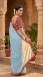 1DESIGNER CRUSH SILK HAND WORK FANCY LACE BORDER WORK SAREE WITH STITCHED BLOUSE FESTIVE WEAR WHOLESALE PRICE ETHNIC GARMENT (22)