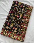 1DESIGNER CRUSH SILK LUCKNOWI EMBROIDERY WORK SAREE WITH UNSTITCHED BLOUSE WEDDING WEAR WHOLESALE PRICE ETHNIC GARMENT (16)