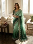 DESIGNER FENDY CHIFFON SEQUENCE EMBROIDERY WORK SAREE WITH UNSTITCHED BLOUSE RAMA