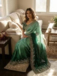 1DESIGNER FENDY CHIFFON SEQUENCE EMBROIDERY WORK SAREE WITH UNSTITCHED BLOUSE WEDDING WEAR WHOLESALE PRICE ETHNIC GARMENT (6)