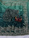 1DESIGNER FENDY CHIFFON SEQUENCE EMBROIDERY WORK SAREE WITH UNSTITCHED BLOUSE WEDDING WEAR WHOLESALE PRICE ETHNIC GARMENT (6)