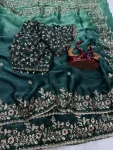 1DESIGNER FENDY CHIFFON SEQUENCE EMBROIDERY WORK SAREE WITH UNSTITCHED BLOUSE WEDDING WEAR WHOLESALE PRICE ETHNIC GARMENT (6)