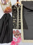 1DESIGNER FENDY SILK EMBROIDERY SEQUENCE & CODING DORI WITH RIVET MOTI WORK TOP PALAZZO WITH DUPATTA FESTIVE WEAR WHOLESALE PRICE ETHNIC GARMENT (13)