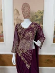 1DESIGNER GEORGETTE EMBROIDERY THREAD & SEMI BEADS WORK READY TO WEAR WHOLESALE PRICE ETHNIC GARMENT (23)